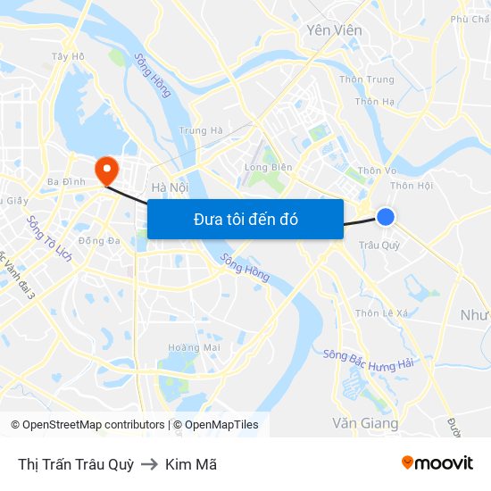 Thị Trấn Trâu Quỳ to Kim Mã map