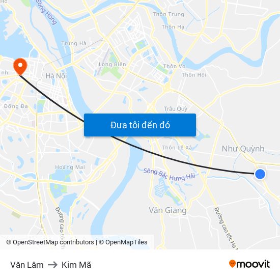 Văn Lâm to Kim Mã map