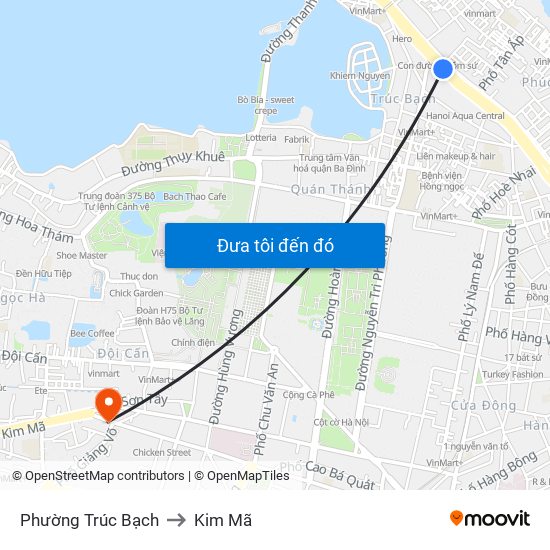 Phường Trúc Bạch to Kim Mã map