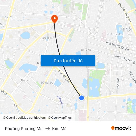 Phường Phương Mai to Kim Mã map