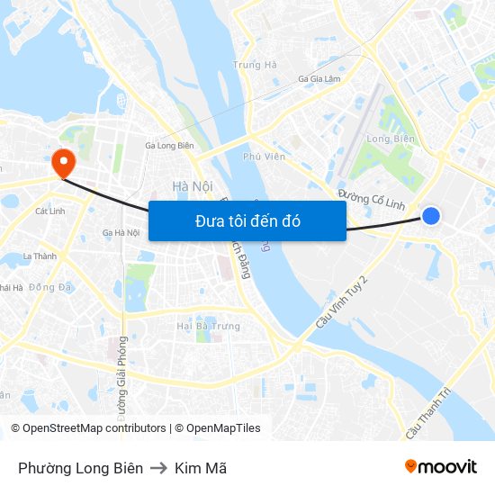 Phường Long Biên to Kim Mã map