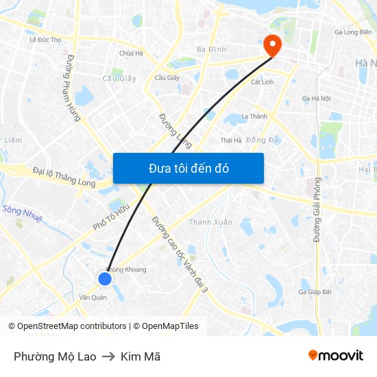 Phường Mộ Lao to Kim Mã map