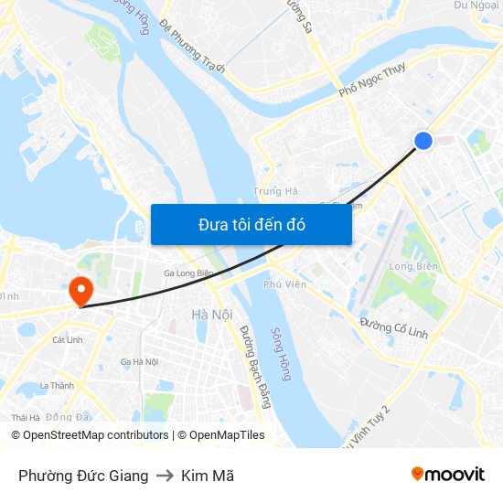 Phường Đức Giang to Kim Mã map