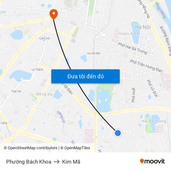 Phường Bách Khoa to Kim Mã map