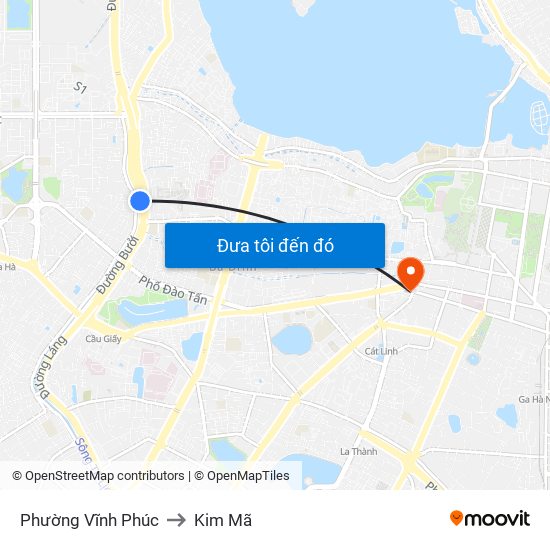 Phường Vĩnh Phúc to Kim Mã map