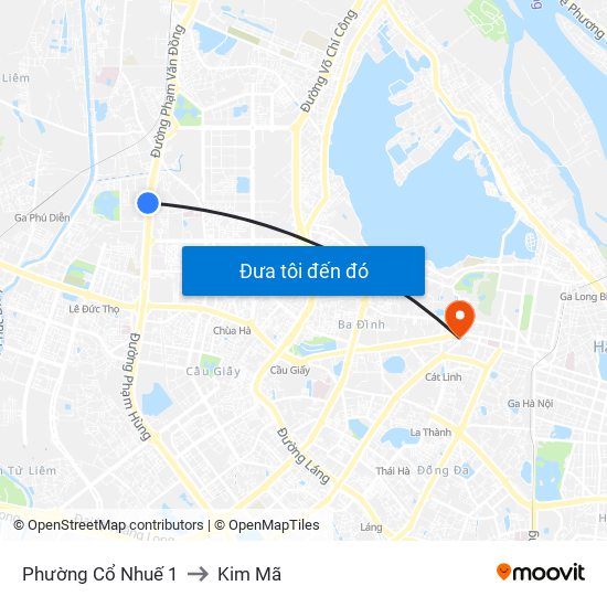 Phường Cổ Nhuế 1 to Kim Mã map