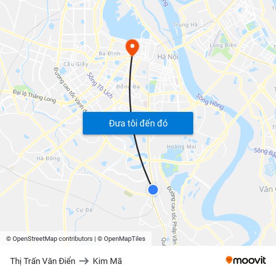 Thị Trấn Văn Điển to Kim Mã map