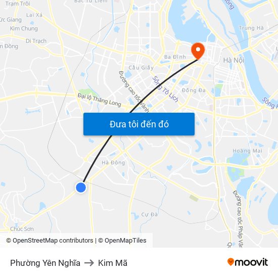 Phường Yên Nghĩa to Kim Mã map