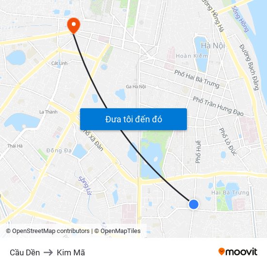 Cầu Dền to Kim Mã map