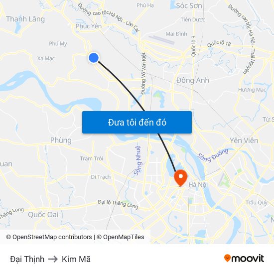 Đại Thịnh to Kim Mã map