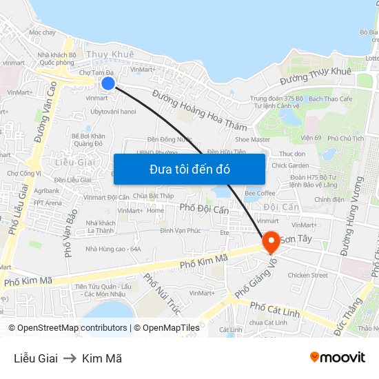 Liễu Giai to Kim Mã map