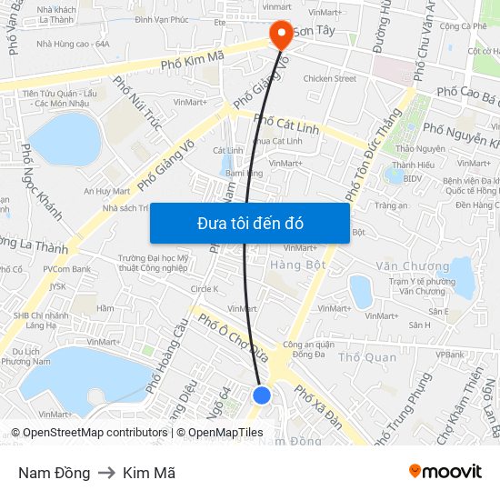 Nam Đồng to Kim Mã map