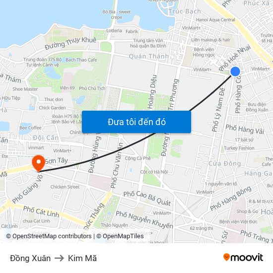 Đồng Xuân to Kim Mã map