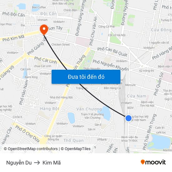 Nguyễn Du to Kim Mã map