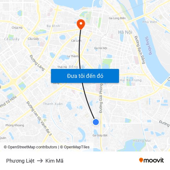 Phương Liệt to Kim Mã map