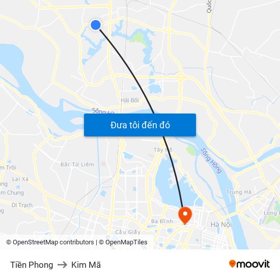 Tiền Phong to Kim Mã map