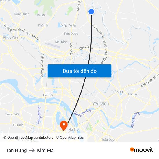 Tân Hưng to Kim Mã map
