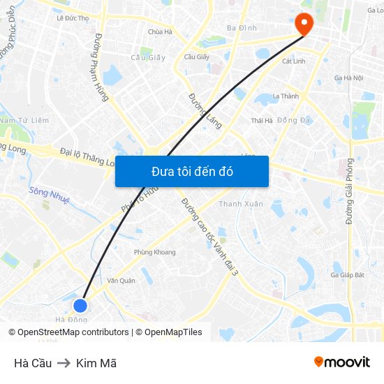 Hà Cầu to Kim Mã map