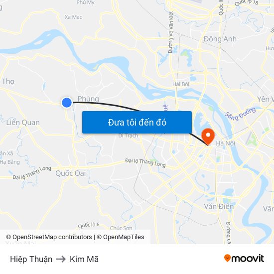 Hiệp Thuận to Kim Mã map