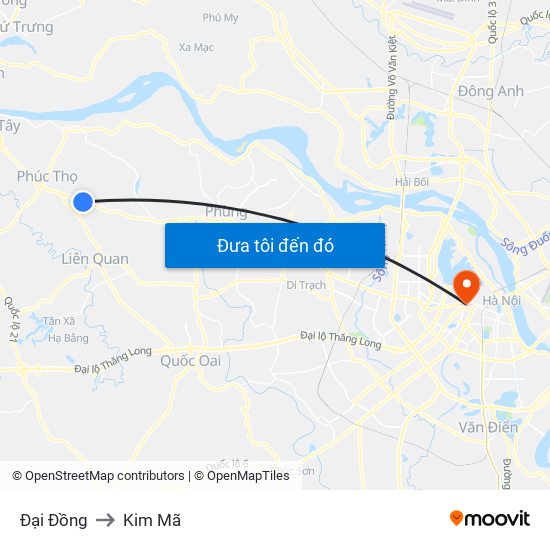 Đại Đồng to Kim Mã map