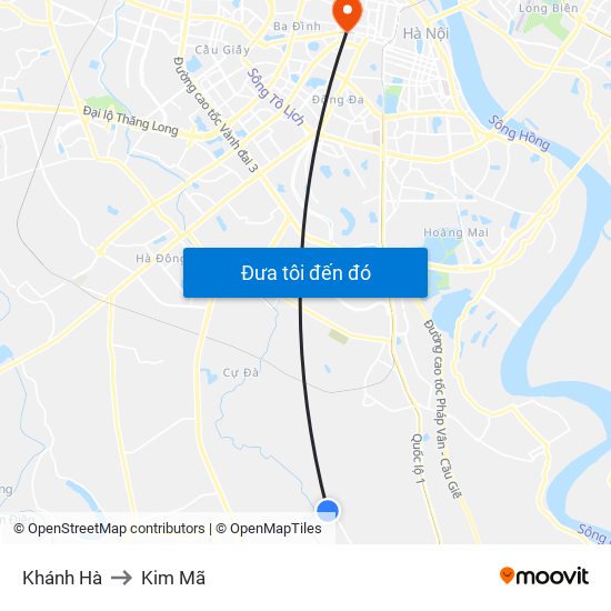 Khánh Hà to Kim Mã map