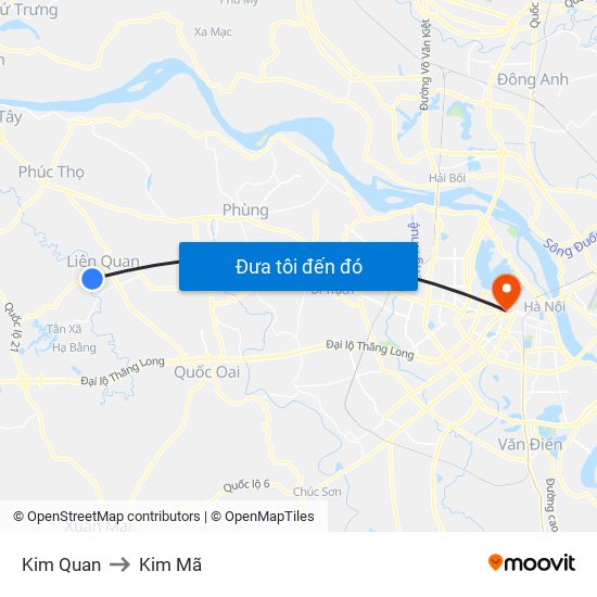 Kim Quan to Kim Mã map