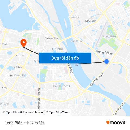 Long Biên to Kim Mã map