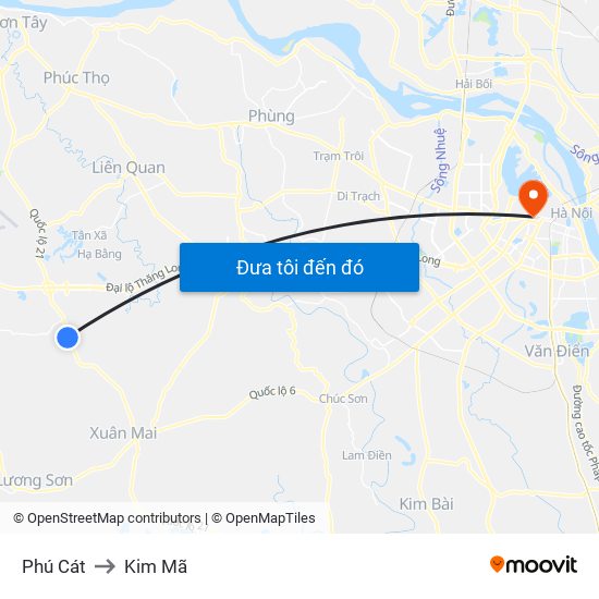 Phú Cát to Kim Mã map