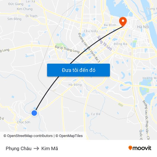 Phụng Châu to Kim Mã map