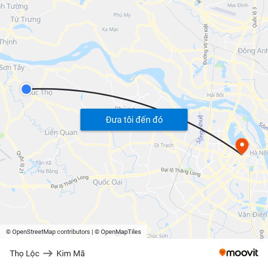 Thọ Lộc to Kim Mã map