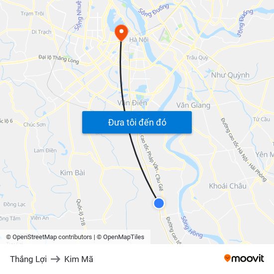 Thắng Lợi to Kim Mã map