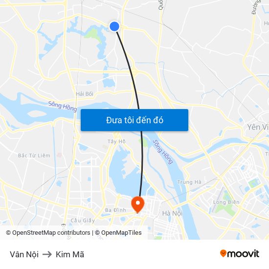 Vân Nội to Kim Mã map