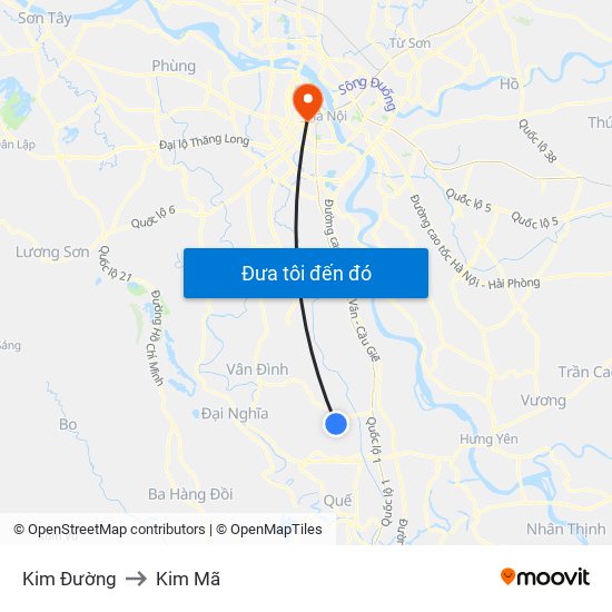 Kim Đường to Kim Mã map