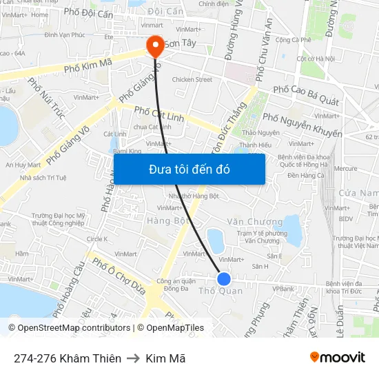 274-276 Khâm Thiên to Kim Mã map