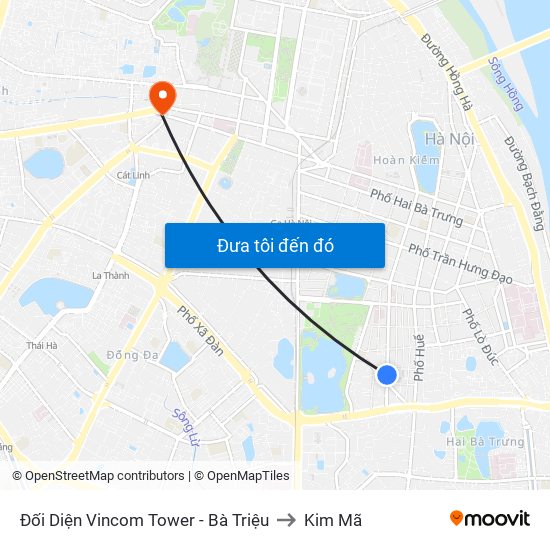 Đối Diện Vincom Tower - Bà Triệu to Kim Mã map