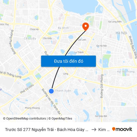 Trước Số 277 Nguyễn Trãi - Bách Hóa Giày Thượng Đình to Kim Mã map