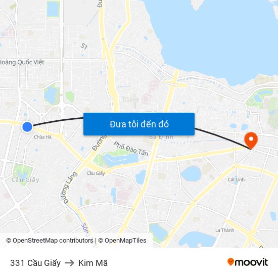 331 Cầu Giấy to Kim Mã map