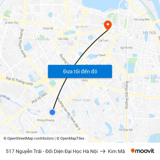 517 Nguyễn Trãi - Đối Diện Đại Học Hà Nội to Kim Mã map
