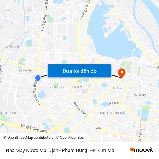 Nhà Máy Nước Mai Dịch - Phạm Hùng to Kim Mã map