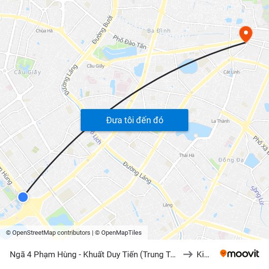 Ngã 4 Phạm Hùng - Khuất Duy Tiến (Trung Tâm Hội Nghị Quốc Gia) to Kim Mã map