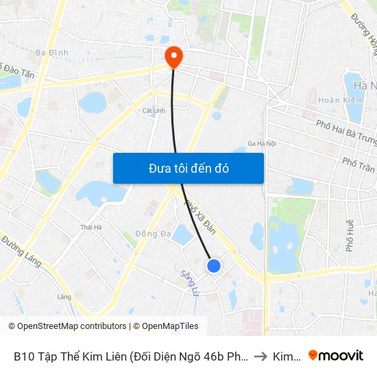 B10 Tập Thể Kim Liên (Đối Diện Ngõ 46b Phạm Ngọc Thạch) to Kim Mã map