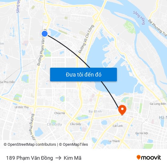 189 Phạm Văn Đồng to Kim Mã map