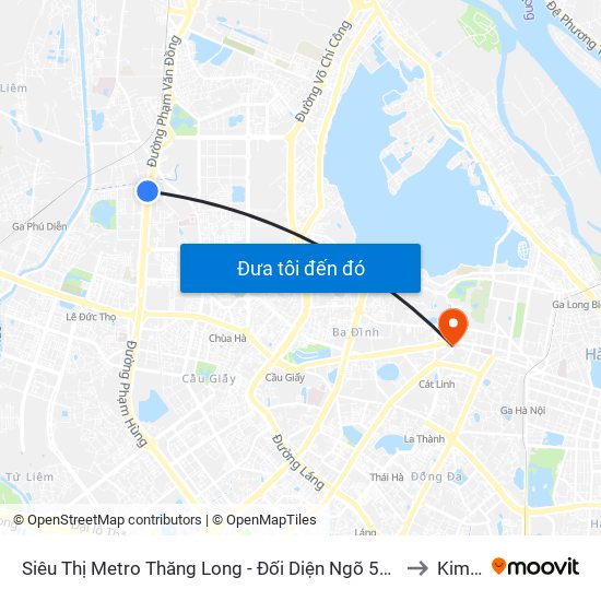 Siêu Thị Metro Thăng Long - Đối Diện Ngõ 599 Phạm Văn Đồng to Kim Mã map