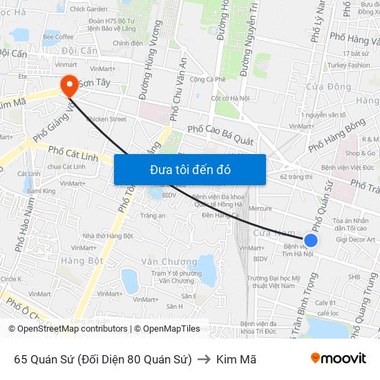 65 Quán Sứ (Đối Diện 80 Quán Sứ) to Kim Mã map