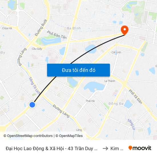 Đại Học Lao Động & Xã Hội - 43 Trần Duy Hưng to Kim Mã map