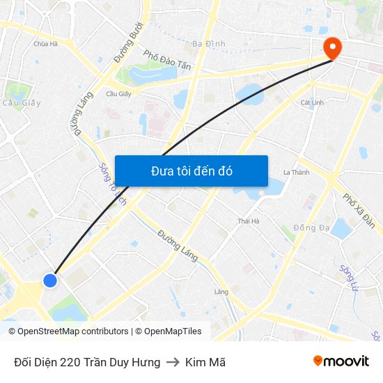 Đối Diện 220 Trần Duy Hưng to Kim Mã map