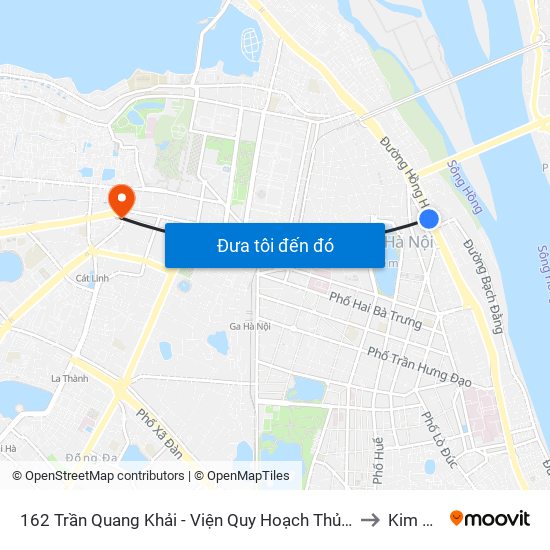 162 Trần Quang Khải - Viện Quy Hoạch Thủy Lợi to Kim Mã map