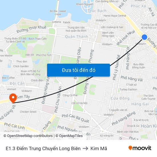 E1.3 Điểm Trung Chuyển Long Biên to Kim Mã map