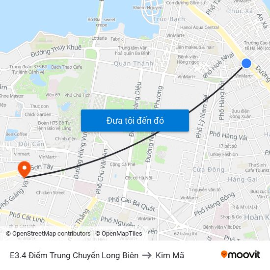 E3.4 Điểm Trung Chuyển Long Biên to Kim Mã map