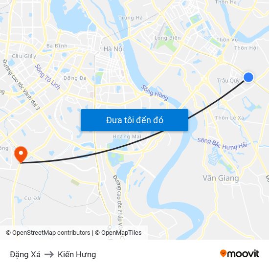 Đặng Xá to Kiến Hưng map